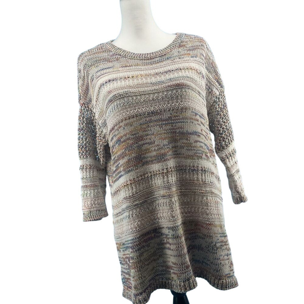 Cotton Blend Sweater Women's Medium Cottagecore Boho Crochet Lagenlook Artsy